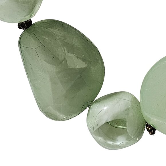 Boho Chic Chunky Green Acrylic Glass Beaded Necklace Statement Fashion Jewelry - Picture 3 of 6